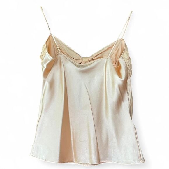 Luxury Vintage Gold Satin Mesh-Detail Camisole Top - Picture 6 of 8